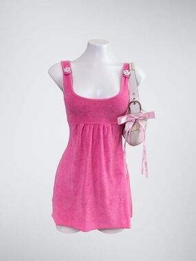 Vintage Pronto USA Pink Terry Cloth Dress | Y2K McBling Bimbo Core Mini Dress